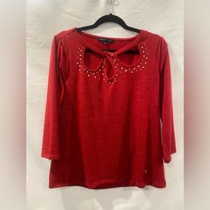 Adrienne Vittadini red 3/4 sleeve blouse